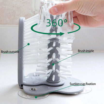 Rinse Brush - Glass Rinse Brush - Beer Glass Cleaner - For Glasses And Cutlery - Brush Cleaner - With Suction Foot - Dish Brush For Glasses - Cups - Mugs - Wine Glasses - Beer Glasses - Bar - Handy Kitchen Tools - For Cups, Mugs Or Glasses.