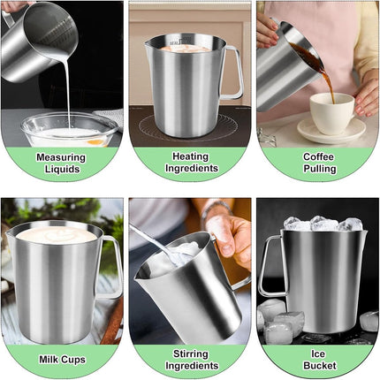 Measuring Cup with Pouring Spout - Measuring Cups with Scale - 1 Liter - Small Measuring Cups - Measuring Cups - Measuring Beaker - Cups - Measuring Jug - Measuring Cup - 304 Stainless Steel - 12 x 15 x 13 Cm (L x W x H) - Silver - For Precise Weighing an.