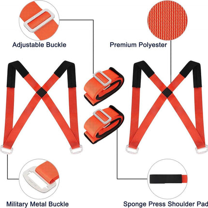 Moving Harness with Lifting Straps Set - Moving Aid - Moving Straps - Moving Belt - Lifting Aid - Tie-down Straps / Lifting Slings - 270kg Load Capacity - Furniture Dolly - Moving - Carrying Strap - Set for 2 People.