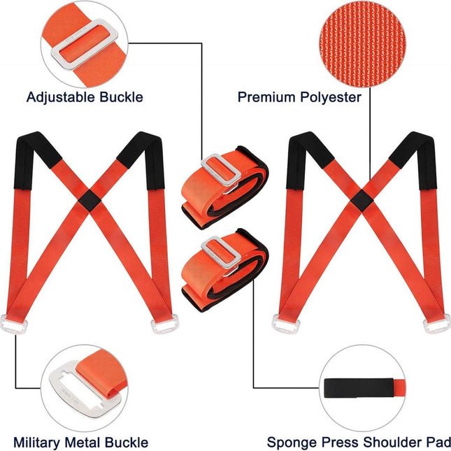 Moving Harness with Lifting Straps Set - Moving Aid - Moving Straps - Moving Belt - Lifting Aid - Tie-down Straps / Lifting Slings - 270kg Load Capacity - Furniture Dolly - Moving - Carrying Strap - Set for 2 People.