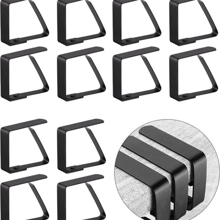 Tablecloth Clips - 12 Pieces - Tablecloth Clips - Table Linen Clips - Small Clips - Adjustable Tablecloth Holders - Table Accessories - Garden Items - Tablecloth Securing - For Thick Tables - For Thick Garden Tables - Stainless Steel - 5 x 4 Cm