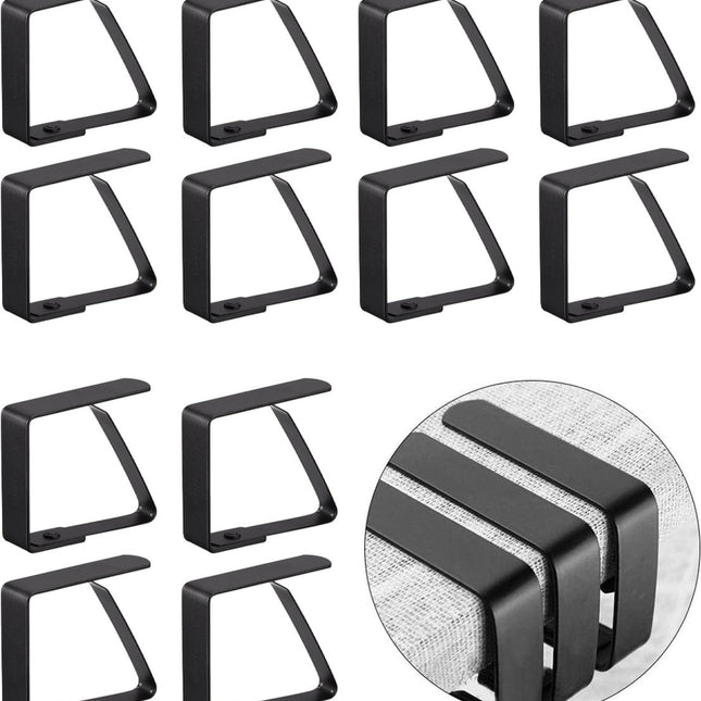 Tablecloth Clips - 12 Pieces - Tablecloth Clips - Table Linen Clips - Small Clips - Adjustable Tablecloth Holders - Table Accessories - Garden Items - Tablecloth Securing - For Thick Tables - For Thick Garden Tables - Stainless Steel - 5 x 4 Cm.