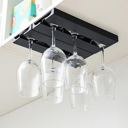 Wine Glass Holder - 2 Rows - Hanging Rack - Glass Rack - Wine Rack - Wine Glass Holder - Hanging - Wine Glass Rack - Inverted Wine Glass Holder - Wine Glass Holder - Under Cabinet Stemware Rack - For Kitchen Bar Restaurant - Wine Glass Organizer - 6 Glass.