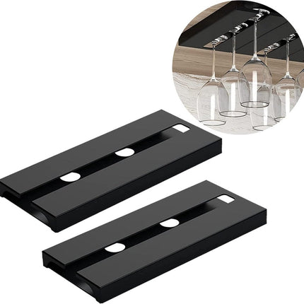 Wine Glass Holder - 2 Rows - Hanging Rack - Glass Rack - Wine Rack - Wine Glass Holder - Hanging - Wine Glass Rack - Inverted Wine Glass Holder - Wine Glass Holder - Under Cabinet Stemware Rack - For Kitchen Bar Restaurant - Wine Glass Organizer - 6 Glass.