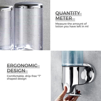 Wall-Mounted Soap Dispenser - 500ml - Stainless Steel - Shampoo Dispenser - Large Capacity - Refillable - Portable - Durable - Hanging Soap Dispenser - Soap Pump - Soap Pump - Bathroom Accessories - With Screws - Easy to Install - For Bathroom, Hotel, Kit.