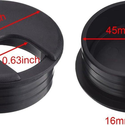 Desk cable grommet - 6 pieces - Ø 45mm - Cable grommet - ABS - Desk cable grommet - Desk end caps - Cable Organizer - Desk cable tray - Plastic cap with opening - Round - Cable organizer - Black - Sustainable - Neat.