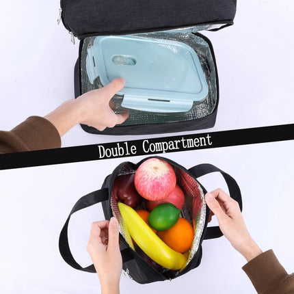Insulated Lunch Bag - Family Picnic Bag - Reusable Waterproof Lunch Bags - Double Compartment Lunch Bags - Portable Lunch Box - For School Picnic Camping Travel - For Men Women.