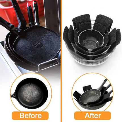 Pan Protectors - 6 Pieces - 38 Cm - Pan Protector - For Between Pans - Protection Set - Prevent Scratches on Cutlery - Anti-Scratch - Heat Resistant - Black.