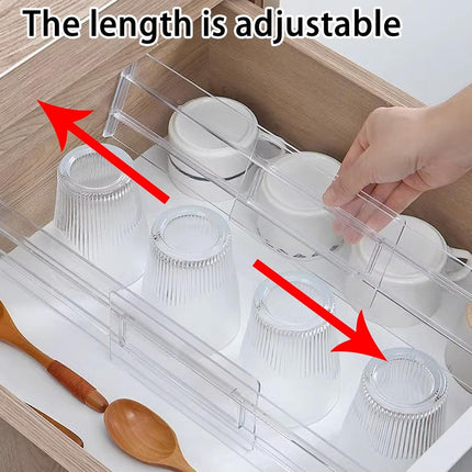 Drawer Divider - 8 Pieces - Drawer Organizer - Cutlery Organizer - Storage System - Drawer Trays - For Kitchen/Bedroom/Office/Clothing - Easy to Install - Organizers - Adjustable - Extendable - Plastic - Multifunctional - Transparent.
