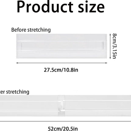 Drawer Divider - 8 Pieces - Drawer Organizer - Cutlery Organizer - Storage System - Drawer Trays - For Kitchen/Bedroom/Office/Clothing - Easy to Install - Organizers - Adjustable - Extendable - Plastic - Multifunctional - Transparent.