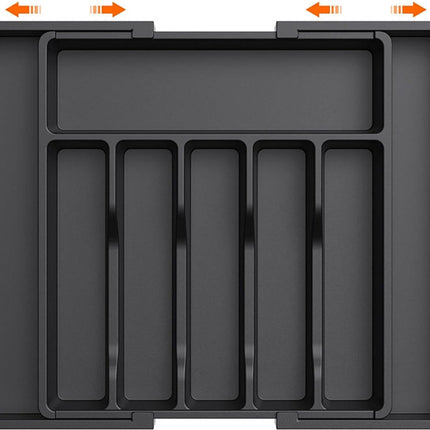 Extendable Cutlery Tray with 8 Compartments - 38 Cm Deep - Cutlery Cassette - Cutlery Drawer Organizer - Kitchen Cutlery Holder - BPA-Free - Organizer - Kitchen Drawer - Cutlery - 57 x 38 x 5 Cm Maximum Size - 33 x 38 x 5 Minimum Size - 6 to 8 Compartment.
