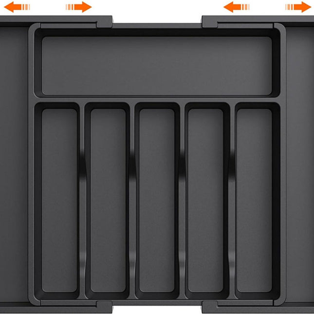 Extendable Cutlery Tray with 8 Compartments - 38 Cm Deep - Cutlery Cassette - Cutlery Drawer Organizer - Kitchen Cutlery Holder - BPA-Free - Organizer - Kitchen Drawer - Cutlery - 57 x 38 x 5 Cm Maximum Size - 33 x 38 x 5 Minimum Size - 6 to 8 Compartment.