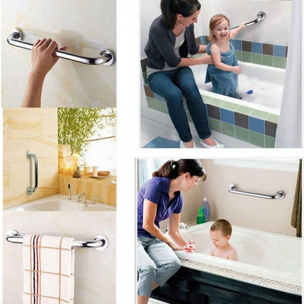 Wall Grab Bar - Extra Grip - 2 Pieces - 40 Cm - Stainless Steel - Handle / Wall Grab Bar for Bathroom / Shower / Toilet - Toilet Grab Bar - Bath Grab Bar - Shower Grab Bar - Non-Slip Grab Bar - Bathroom Handle - Safety Grip - High Load Capacity - Screws I.