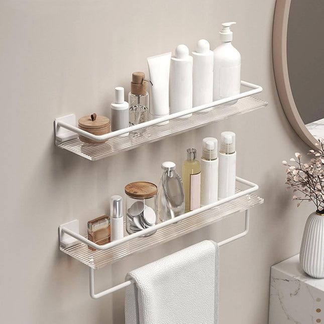 Shower Rack - 30 Cm - Wall Rack - Bathroom Rack - Small Shower Rack - Bathroom Accessories - No Drilling Required - Small Wall Rack - Hanging Shower Rack - For the Shower Storage Organization - For Kitchen Bedroom Living Room - White - 1 Piece.