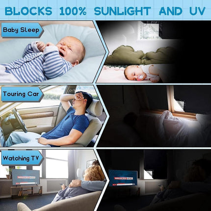 Universal Sun Protection with Suction Cups - 60 x 115cm - Heat/Light Blocking Fabric - Suction Cup Shade Cloth - Machine Washable - No Drilling Required - Window Sun Protection with Suction Cups - Window Blinds - UV Curtain - For Travel, Bedroom, Camper,.