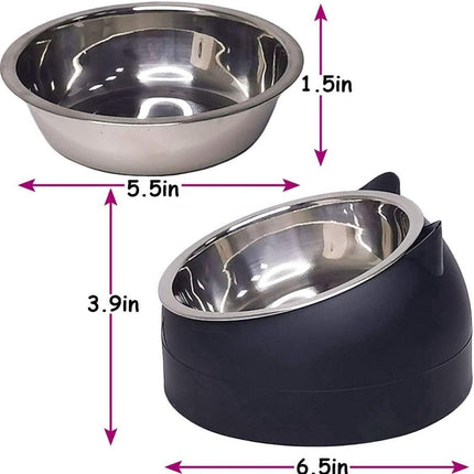 Dog Food Bowl - Cat Food Bowl - Stainless Steel - BPA-Free - Removable 2-in-1 Pet Bowl - 15° Tiltable - 2 x 200 ml - Dog Bowl - Sturdy - Durable - Non-Slip - - Dog & Cat Drinking Bowl - Black and White - Easy to Clean - Cat and Dog Gifts.