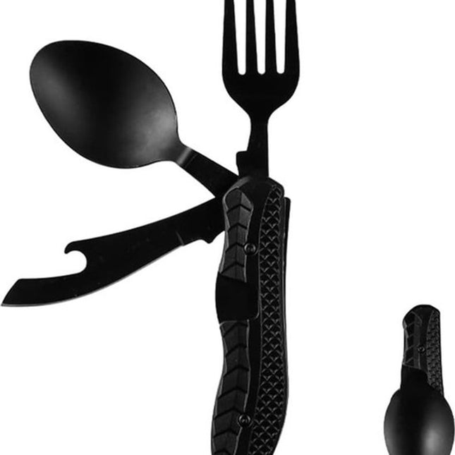 3-In-1 Camping Cutlery - Knife, Fork, Spoon - Foldable Camping Cutlery Multitool - Collapsible - Camping Cutlery - Camping Cutlery - Folding Cutlery - Gift For Men & Women.