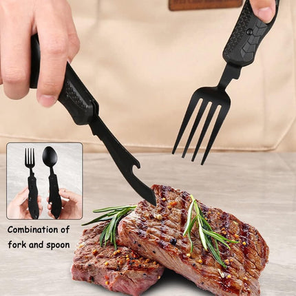 3-In-1 Camping Cutlery - Knife, Fork, Spoon - Foldable Camping Cutlery Multitool - Collapsible - Camping Cutlery - Camping Cutlery - Folding Cutlery - Gift For Men & Women.