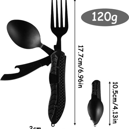 3-In-1 Camping Cutlery - Knife, Fork, Spoon - Foldable Camping Cutlery Multitool - Collapsible - Camping Cutlery - Camping Cutlery - Folding Cutlery - Gift For Men & Women.