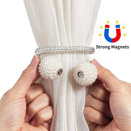 Curtain Tieback - Magnetic Curtain Cord - 4 Pieces - Super Strong Magnetism - Curtain Holder - Curtain Tie - Curtain Holder Clamps - Curtain Ties - Curtain Clamps - Curtain Clips - Accessories - Curtain Holder - Grey - No Drilling Required.