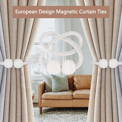 Curtain Tieback - Magnetic Curtain Cord - 4 Pieces - Super Strong Magnetism - Curtain Holder - Curtain Tie - Curtain Holder Clamps - Curtain Ties - Curtain Clamps - Curtain Clips - Accessories - Curtain Holder - Grey - No Drilling Required.