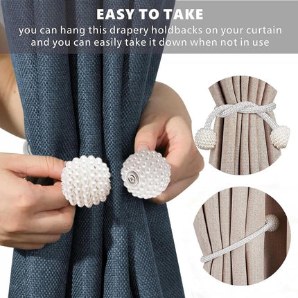 Curtain Tieback - Magnetic Curtain Cord - 4 Pieces - Super Strong Magnetism - Curtain Holder - Curtain Tie - Curtain Holder Clamps - Curtain Ties - Curtain Clamps - Curtain Clips - Accessories - Curtain Holder - Grey - No Drilling Required.