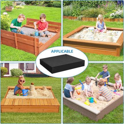Waterproof Sandbox Cover - 120 x 120 x 20 cm - Dustproof Sandbox Cover with Drawstring - Oxford Fabric - Toy Sandbox Cover - for Pool, Patio, Garden - Black.