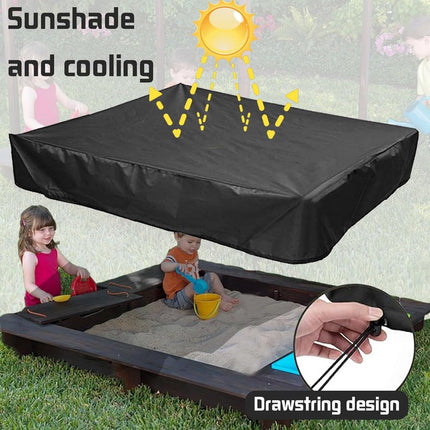 Waterproof Sandbox Cover - 120 x 120 x 20 cm - Dustproof Sandbox Cover with Drawstring - Oxford Fabric - Toy Sandbox Cover - for Pool, Patio, Garden - Black.