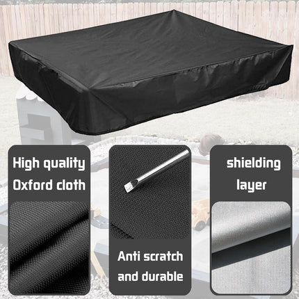Waterproof Sandbox Cover - 120 x 120 x 20 cm - Dustproof Sandbox Cover with Drawstring - Oxford Fabric - Toy Sandbox Cover - for Pool, Patio, Garden - Black.