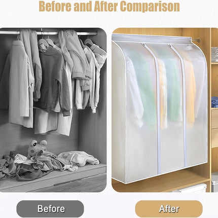 Garment Cover - Storage Bag - 90x100x50cm - Garment Bags with Zipper - Breathable & Dustproof - Transparent Window - Three-dimensional Dust Cover - Clothing Protective Bags - Wider, Sleeker, Moisture, Waterproof - Storage Bags for Clothing - Dresses/ Coat.