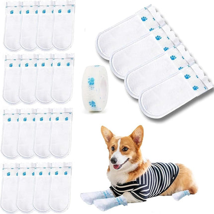 Dog Socks - 40 Pieces - Disposable Pet Socks - Waterproof - Non-Slip Dog Socks - Dog Shoes Paw Protector Socks for Dogs - Velcro Closure - Breathable - Adjustable - Pet Paw Protector - Dog Shoes - Size S.