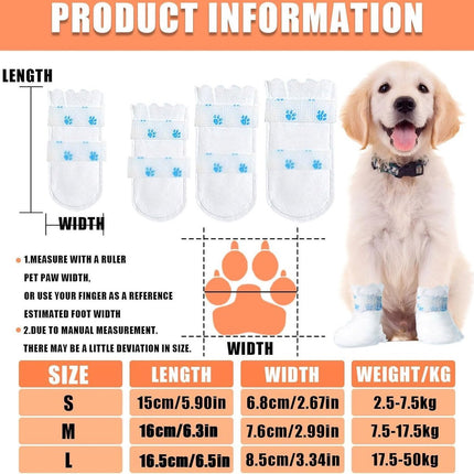 Dog Socks - 40 Pieces - Disposable Pet Socks - Waterproof - Non-Slip Dog Socks - Dog Shoes Paw Protector Socks for Dogs - Velcro Closure - Breathable - Adjustable - Pet Paw Protector - Dog Shoes - Size S.