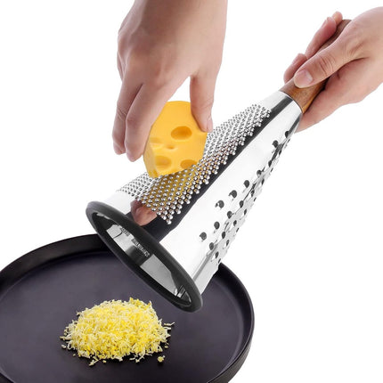 Grater - Hand Grater - Lemon Grater - Cheese Grater - Kitchen Grater - Ginger Grater - Garlic Grater - Table Grater - With 3 Grating Methods - 3 Cutting Surfaces - Multifunctional - Kitchen Utensils - Kitchen Accessories - Stainless Steel - Silver.