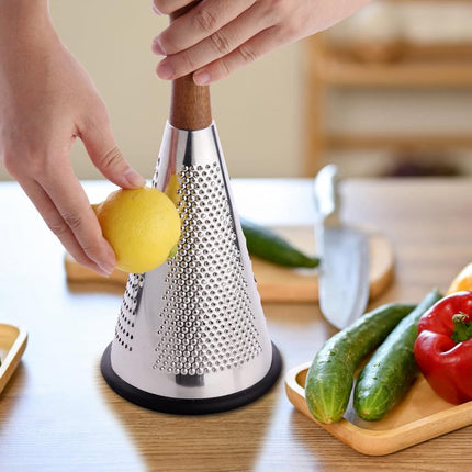 Grater - Hand Grater - Lemon Grater - Cheese Grater - Kitchen Grater - Ginger Grater - Garlic Grater - Table Grater - With 3 Grating Methods - 3 Cutting Surfaces - Multifunctional - Kitchen Utensils - Kitchen Accessories - Stainless Steel - Silver.