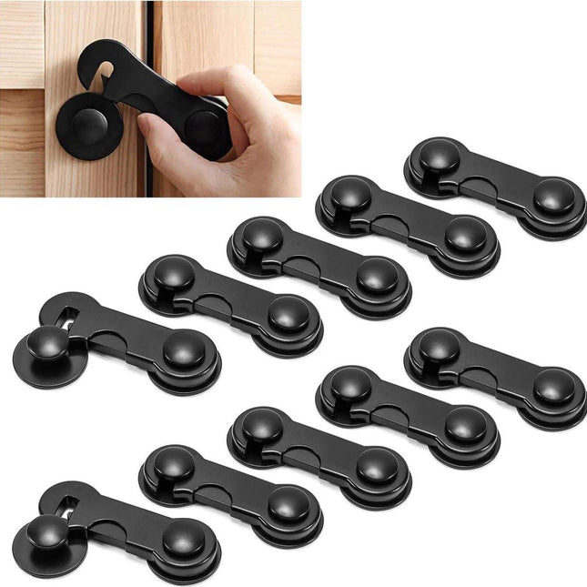 10 Pieces Black - Child Lock - Drawer Child Lock - Refrigerator Lock - Cabinet Child Locks - Cabinet Door Child Safety - Child Security - No Drilling Required - Safety Lock - Door Security - Baby Lock - Child Locks - Drawer Lock - Cabinet & Drawer Securit.