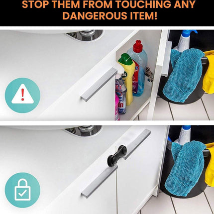 10 Pieces Black - Child Lock - Drawer Child Lock - Refrigerator Lock - Cabinet Child Locks - Cabinet Door Child Safety - Child Security - No Drilling Required - Safety Lock - Door Security - Baby Lock - Child Locks - Drawer Lock - Cabinet & Drawer Securit.