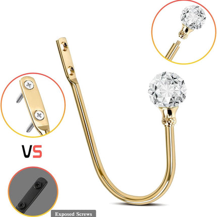 Curtain Tiebacks - 4-Piece Curtain Holders - High Quality - Curtain Tieback Hook - Tiebacks for Curtains - Curtain Bracket - Curtain Tie - For Curtains - Curtain Accessories - Drilling & Installation - Robust and Durable - Gold.