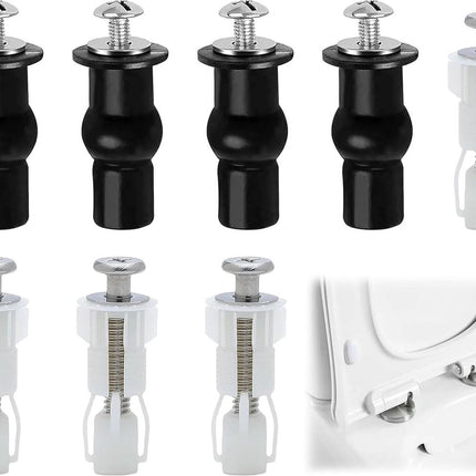 Toilet Seat Hinges - 8 Pieces - Stainless Steel - Universal Hinges for Toilet Seat - Toilet Seat Extension Screws - Universal Toilet Seat Screws and Bolts - Toilet Accessories - Toilet Seat Installation Mounting Set - Sturdy - Toilet Seat Parts.