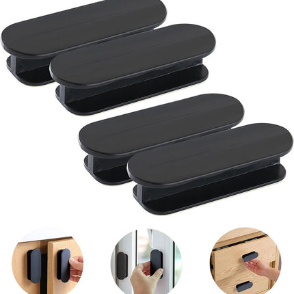 Sliding Door Handle - 4 Pieces - Cabinet Handles - Furniture Handles - Drawer Handles - Door Handles - Cabinet Handles - Furniture Handle - Kitchen Handle - Furniture Hardware - Self-Adhesive - No Drilling Required - Handle for Wardrobe - For Kitchen/Slid.