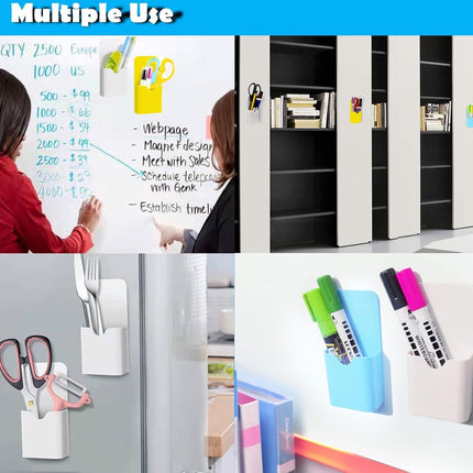 Magnetic Pen Tray - 4 Pieces - Magnetic Pencil Holders - Magnetic Tray - Whiteboard Pencil Holders - Whiteboard Accessory Holder - Pen Holder For Whiteboard Or Refrigerator - For School, Office, Home, Cabinet And Metal Cabinets - 12x5.6x2.6CM.