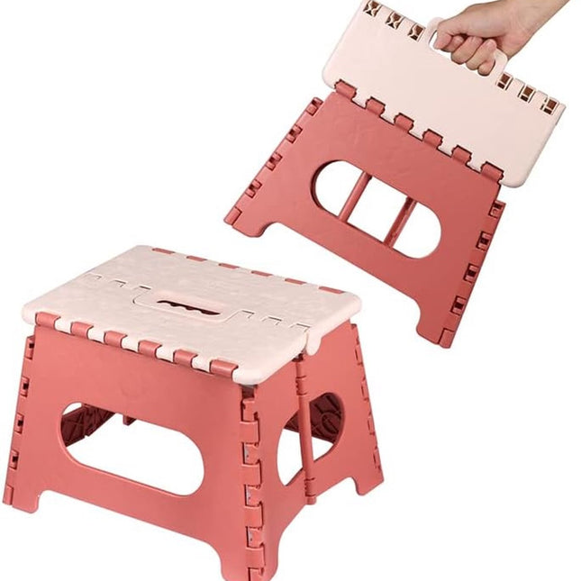 Stool - Small Stool - Step Stool Foldable - Foldable Stool - Foldable Step Stool - Up to 100 kg - 31x25 cm - Safe - Non-slip - Space-saving - Red - Sturdy - Easily Foldable Stool - Portable Footstool.