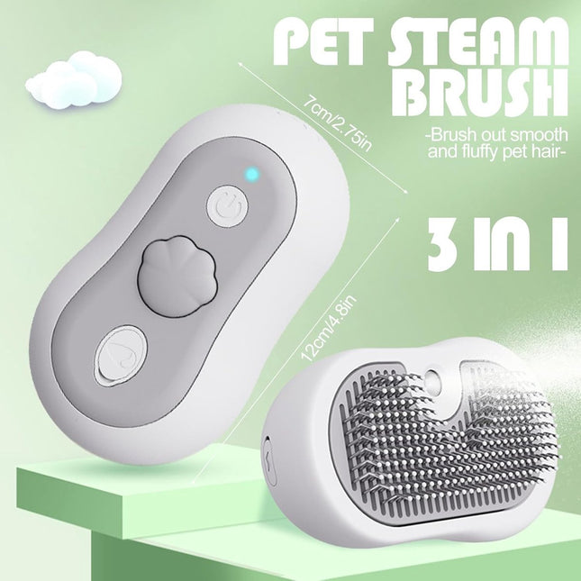 3-in-1 Steam Brush for Cats and Dogs - USB - Massage Comb - Hair Remover Brush - Dog Brush - Cat Brush with Water Reservoir and Release Button - Pet Grooming - Long/Short Hair - Self-Cleaning Soft Steam Brush for Cat and Dog.