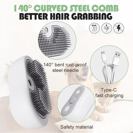 3-in-1 Steam Brush for Cats and Dogs - USB - Massage Comb - Hair Remover Brush - Dog Brush - Cat Brush with Water Reservoir and Release Button - Pet Grooming - Long/Short Hair - Self-Cleaning Soft Steam Brush for Cat and Dog.