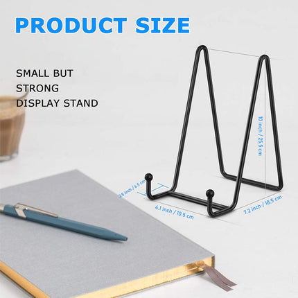 Plate Stand - Plate Rack - Plate Holder - Plate Display - 10 Inch - Stand - Holder - Support - Rack - Hanger - Decorative Plates - Plates and Books - Cookbook - For Decorative Plates - Not Easily Deformed - Durable - Black - Metal.