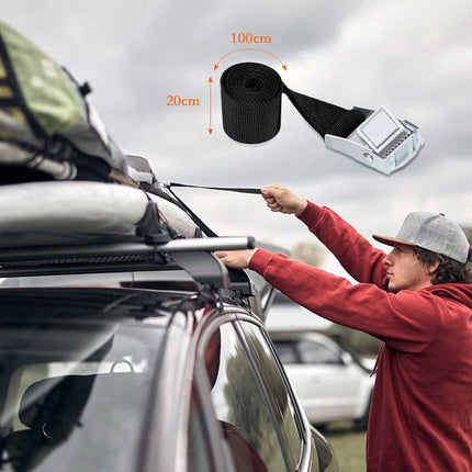 8 High Quality Tie-Down Straps - 20mm X 1m - Lashing Straps / Bicycle Tie-Down Straps with Clamp Buckle - Tie-Down Straps with Metal Buckle - Durable - Sturdy - Portable - Tear-Resistant - Black - Tie-Down Straps - Fastening Straps.