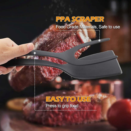 Multifunctional Spatula - 2 Piece - 2 In 1 Spatula/Tongs - Kitchen Tools - Cookware - Kitchen Spatula - Silicone - BBQ / Cooking Accessory - Heat Resistant - Non-Stick - For Flipping Fried Eggs, Pancakes, Bread - Dishwasher Safe.