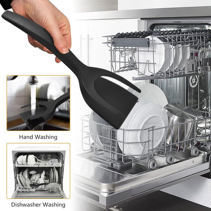 Multifunctional Spatula - 2 Piece - 2 In 1 Spatula/Tongs - Kitchen Tools - Cookware - Kitchen Spatula - Silicone - BBQ / Cooking Accessory - Heat Resistant - Non-Stick - For Flipping Fried Eggs, Pancakes, Bread - Dishwasher Safe.