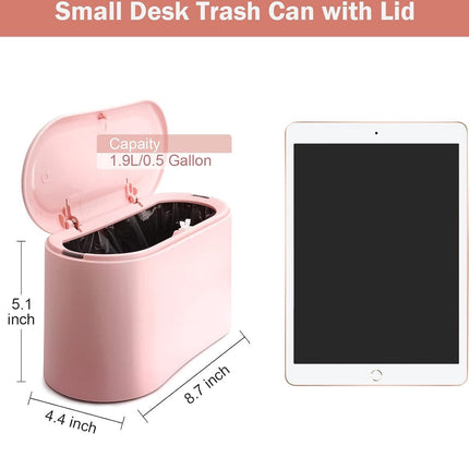 Trash Can - Sensor Trash Can - Sturdy - Countertop Waste Bin - Mini Trash Can - Desktop - Tabletop Waste Bin - Plastic Trash Can - Bathroom Waste Bin - Recycling Waste Bin - Car Trash Can - Pink - Office Trash Cans - Home / Office.