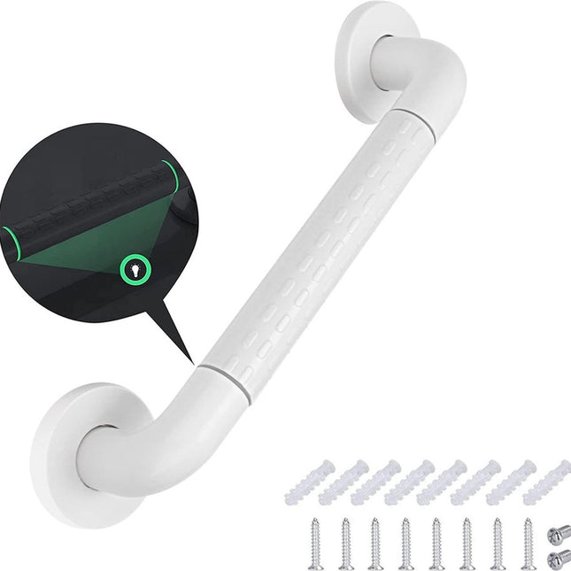 Wall Grab Bar - Extra Grip - 40cm - Luminous Circle - Handle/Wall Grab Bar for Bathroom/Shower/Toilet - Toilet Grab Bar/Bath Grab Bar/Shower Grab Bar - Non-Slip Grab Bar - Bathroom Handle - Anti-Slip Texture - Bathroom - Stairs - Mounting Hardware Include.