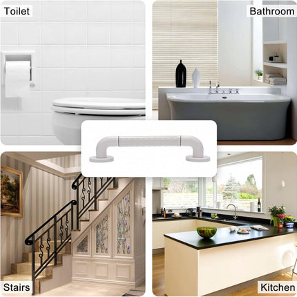 Wall Grab Bar - Extra Grip - 40cm - Luminous Circle - Handle/Wall Grab Bar for Bathroom/Shower/Toilet - Toilet Grab Bar/Bath Grab Bar/Shower Grab Bar - Non-Slip Grab Bar - Bathroom Handle - Anti-Slip Texture - Bathroom - Stairs - Mounting Hardware Include.